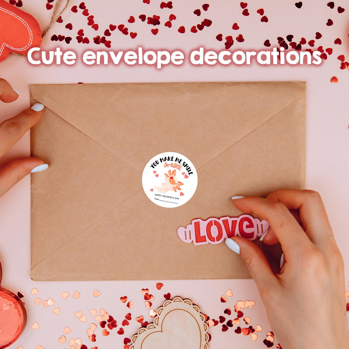 Valentine's Day Labels-You Make Me Smile A-Lotl-20 Circles & 20 Rectangles Self-Adhesive Paper Stickers for Valentines Gifts Envelope Sealing Snack Stickers, Valentine's Day Supplies-05
