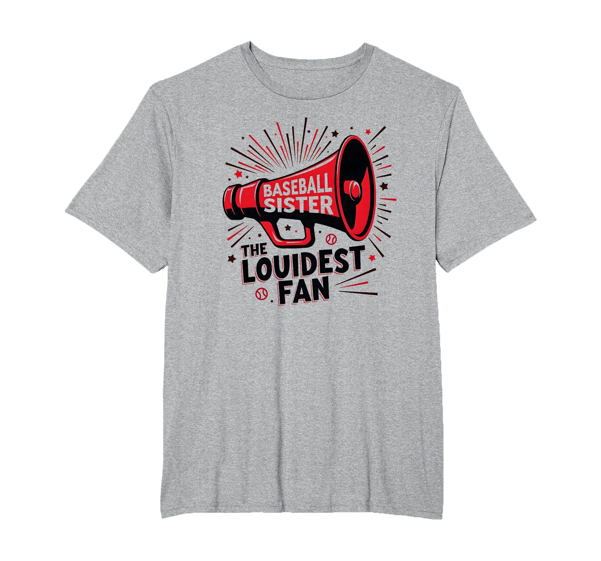 Baseball Sister Loudest Fan T-Shirt - Casual Everyday Wear for Adults