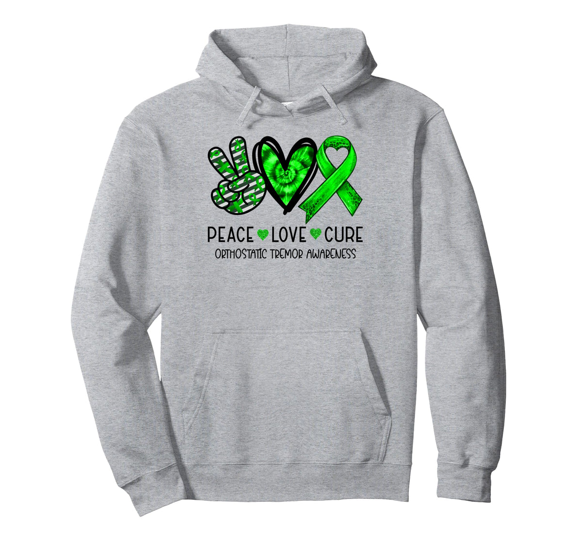 Peace Love Cure Green Ribbon Hoodie - Casual Everyday Wear for Adults