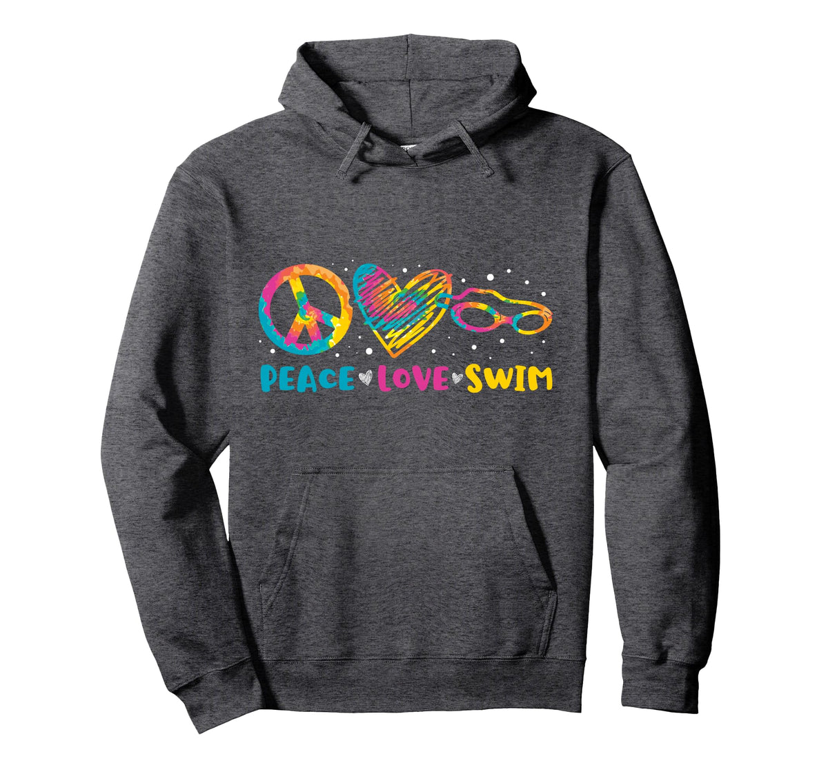 Swimmer Peace Love Swim Funny Swimming Hoodie - Novelty Apparel Men Women