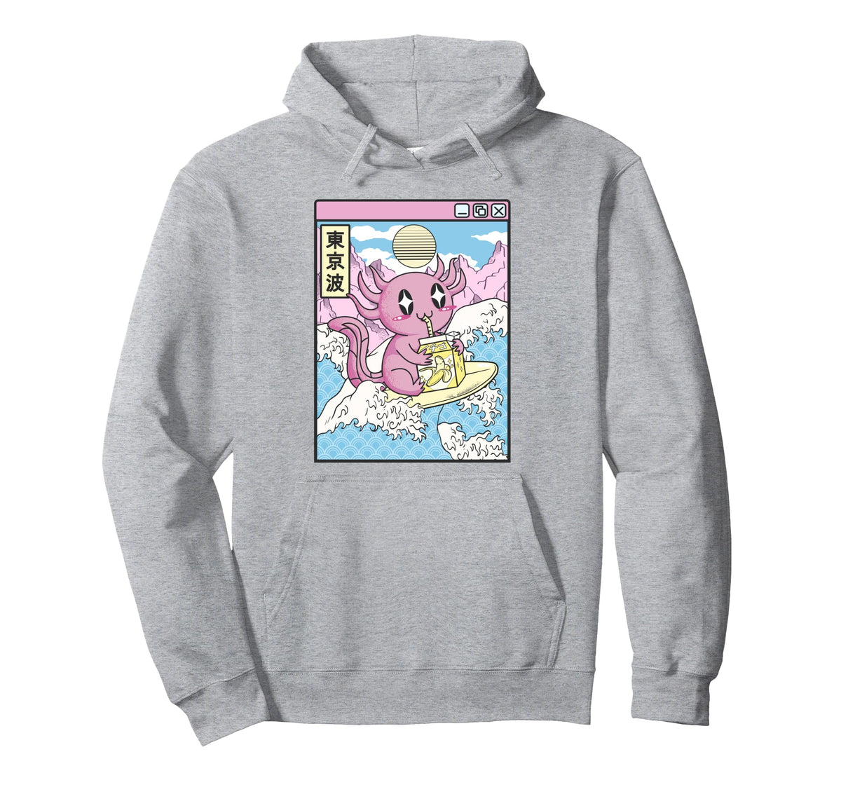 Surfing Axolotl Drinking Banana Milk Hoodie - Streetwear Style for Adults
