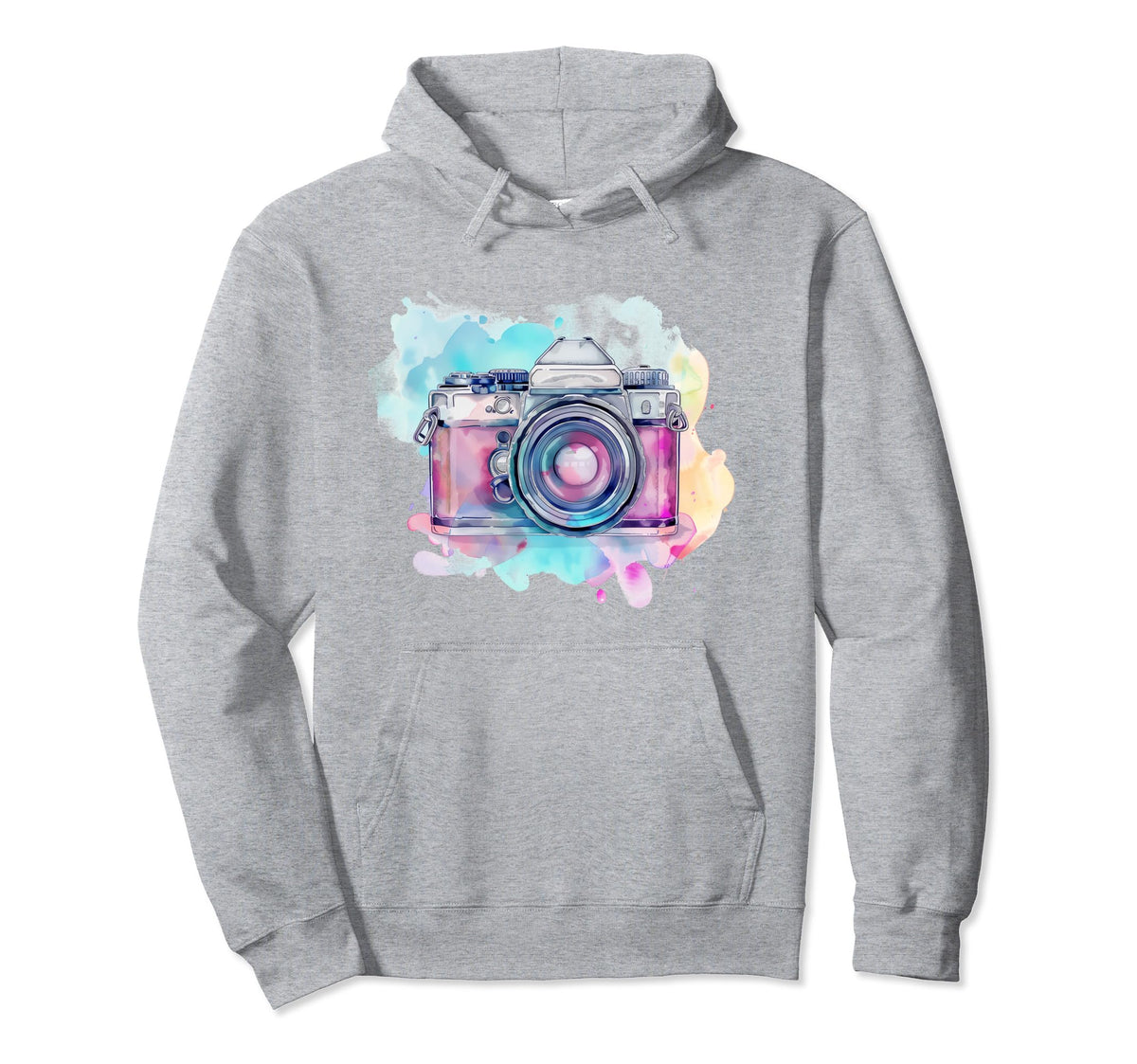 Camera Photography Watercolor Art Hoodie - Custom Art Print Men Women