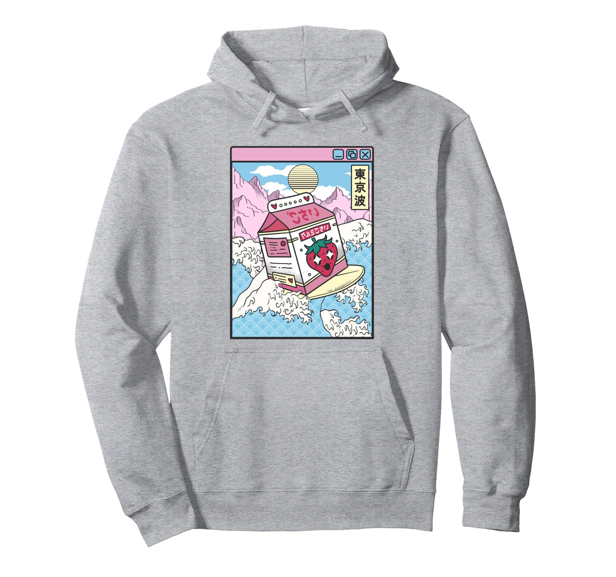 Surfing Strawberry Milk Carton Japan Hoodie - Aesthetic Graphic Men Women