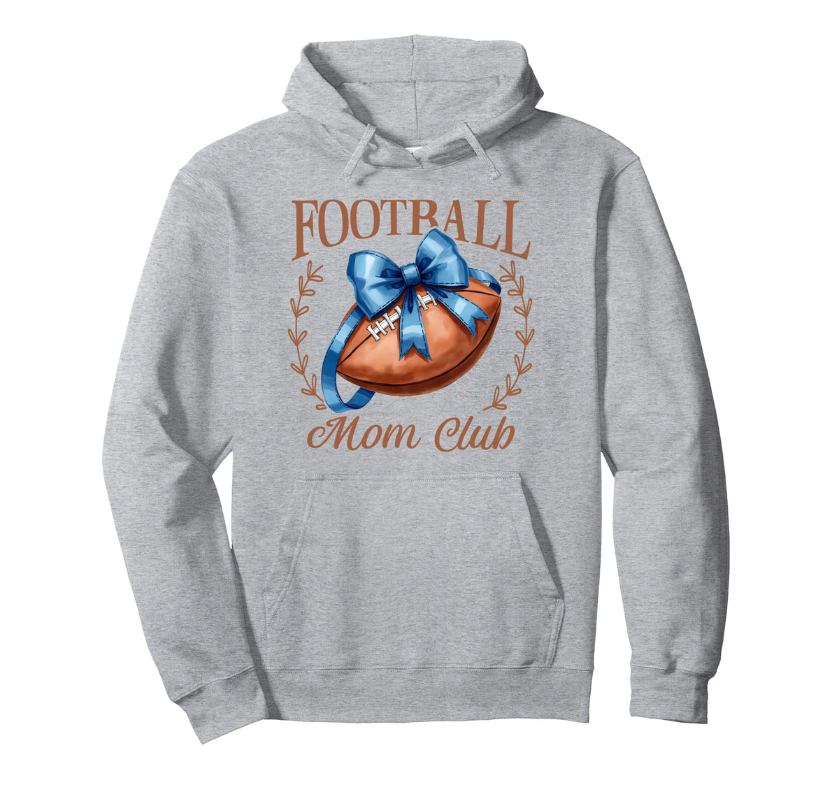 Game Day Blue Croquette Bow Football Mom Hoodie - Graphic Print Men Women