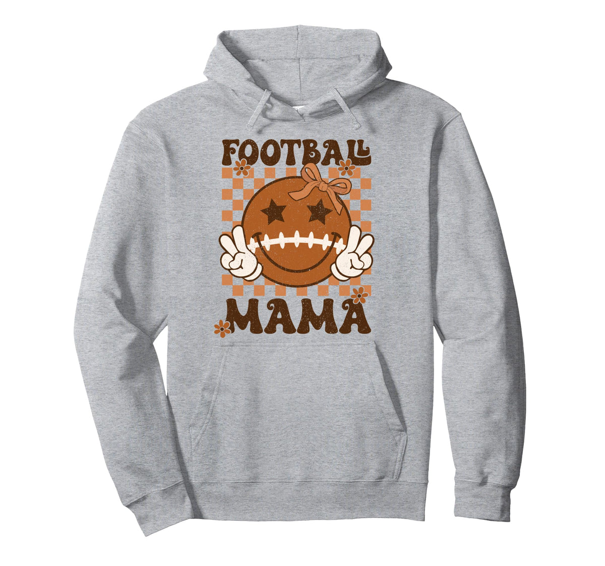 Coquette Bow Football Mama Mom Rtero Game Day Hoodie - Graphic Print Unisex