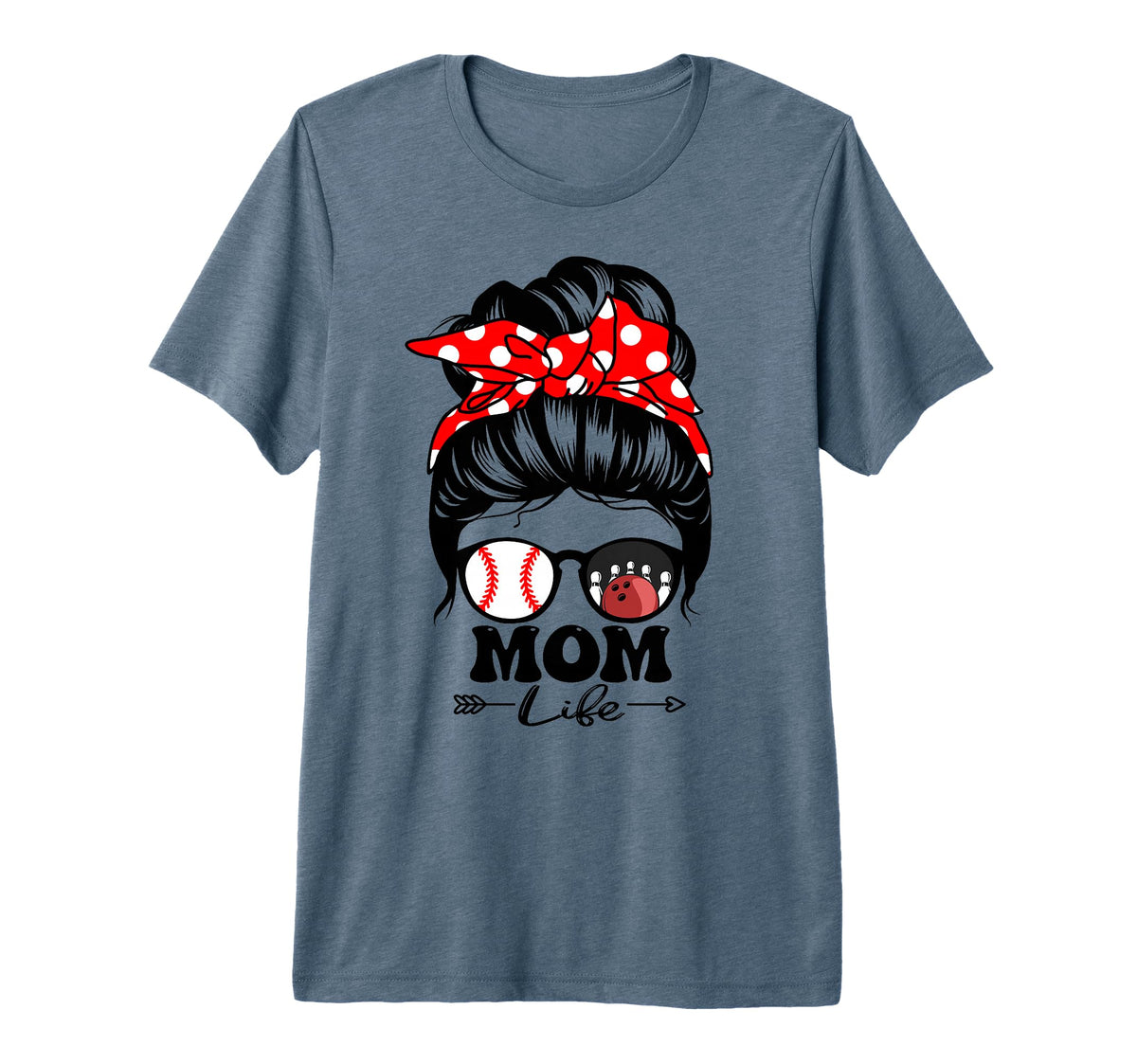 Mom Life Messy Bun Hair Funny Baseball T-Shirt - Trendy Graphic for Adults