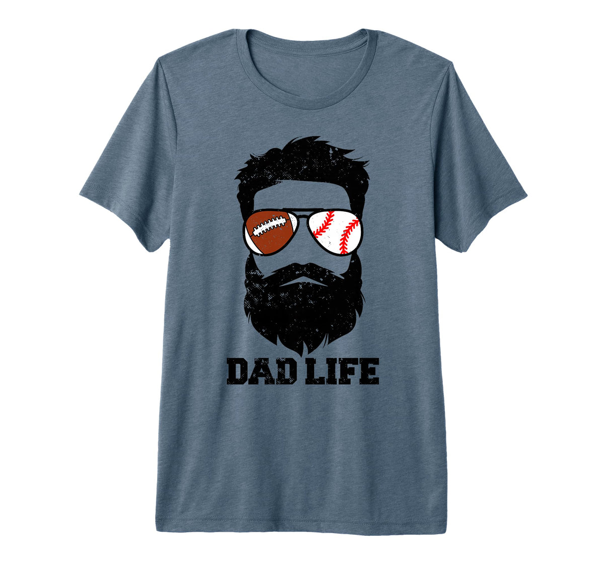 Mens Football Baseball Dad Messy Hair T-Shirt - Graphic Print for Adults