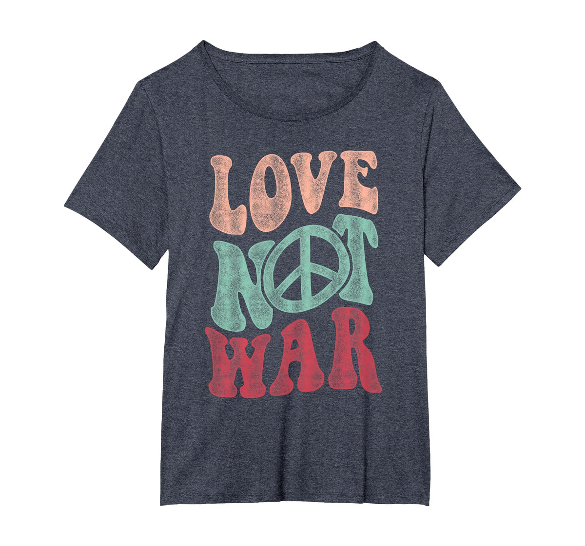 Love Not War Groovy Peace Sign T-Shirt - Casual Everyday Wear Men Women