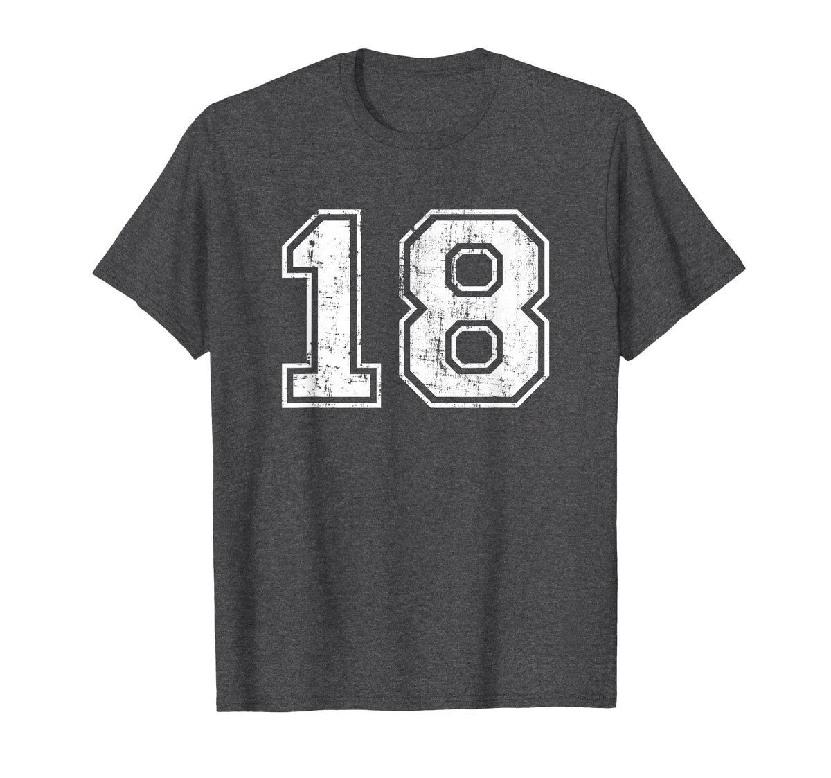 Number 18 Varsity Distressed Sports T-Shirt - Streetwear Style for Adults