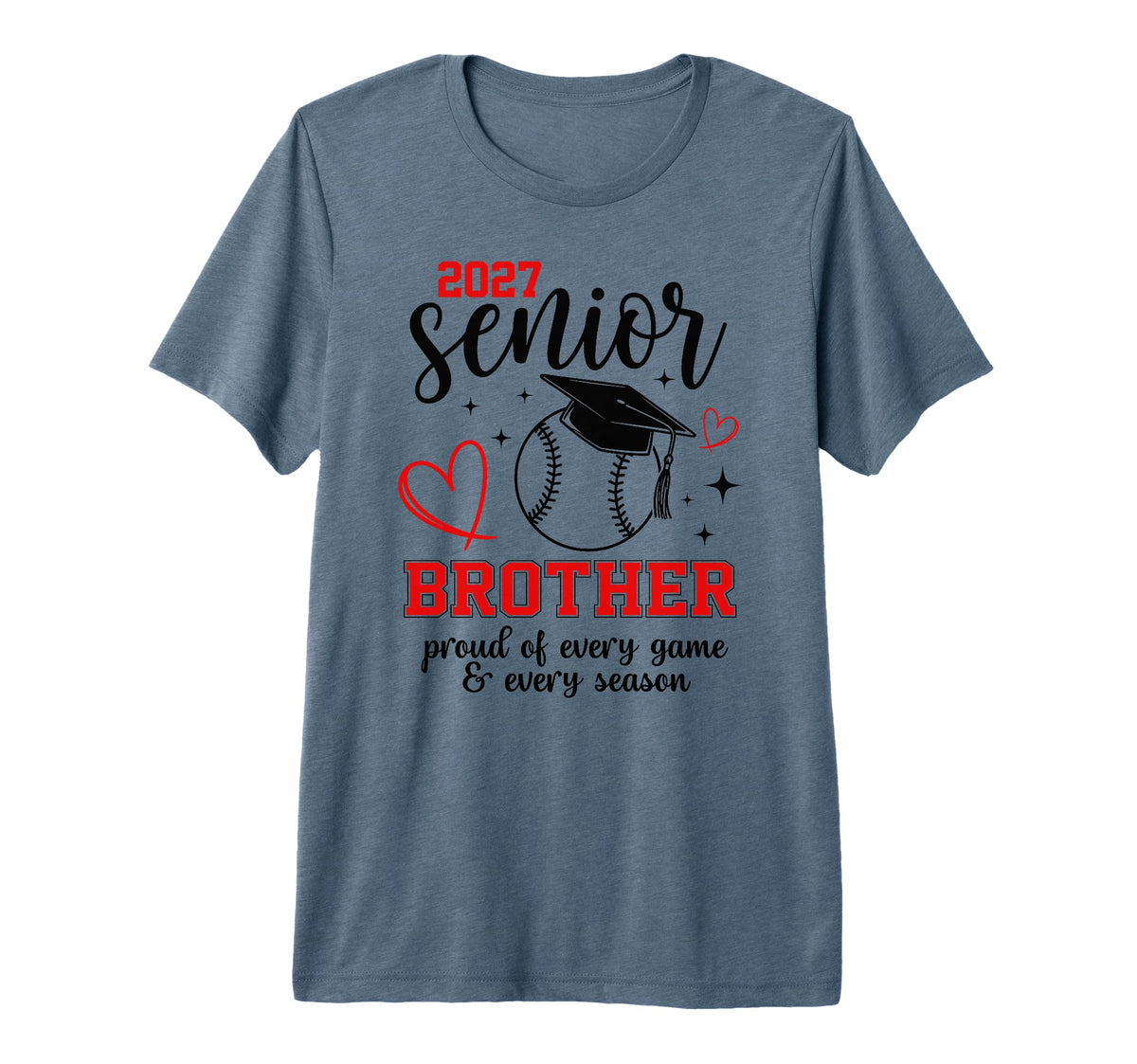 2027 Senior Baseball Brother Proud Family T-Shirt - Novelty Apparel Unisex