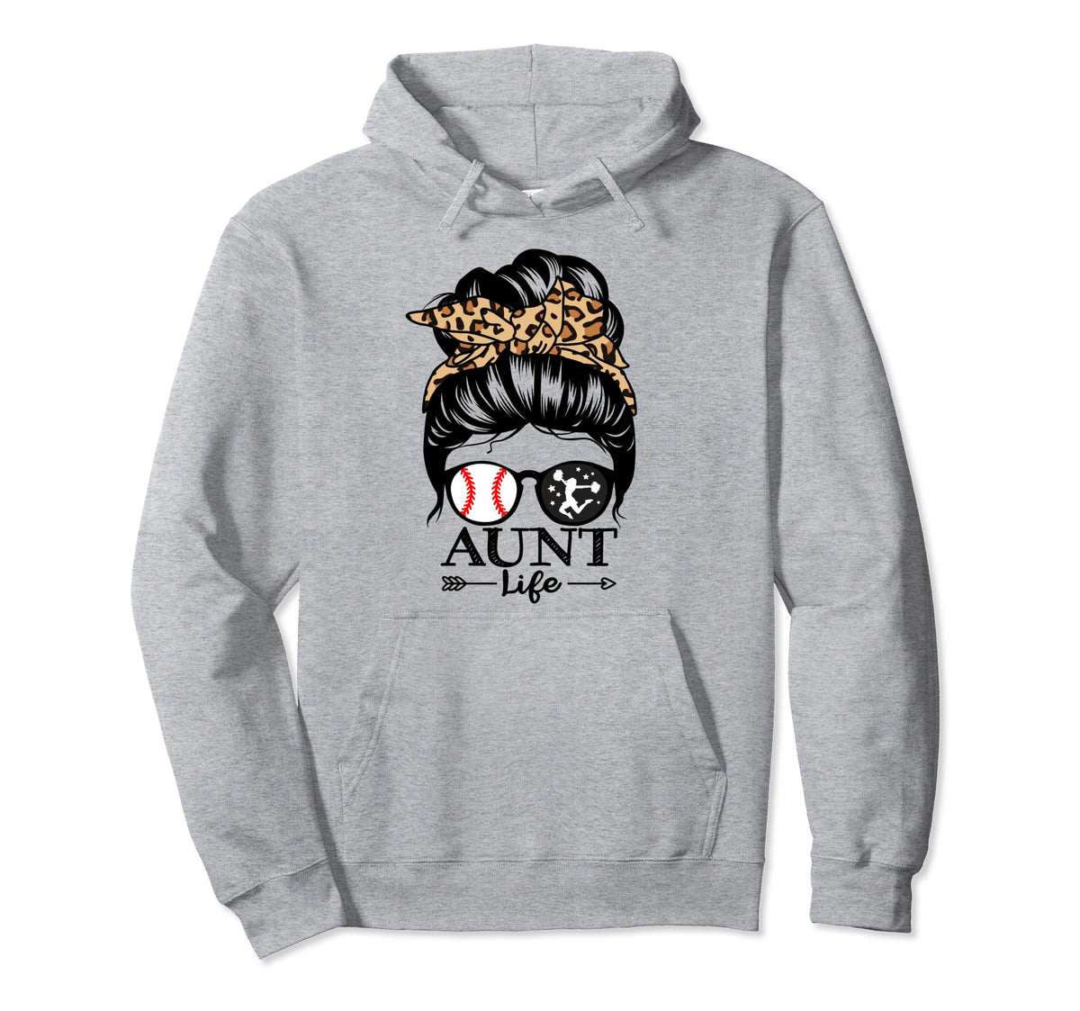 Aunt Life Messy Bun Hair Funny Baseball Hoodie - Trendy Graphic for Adults