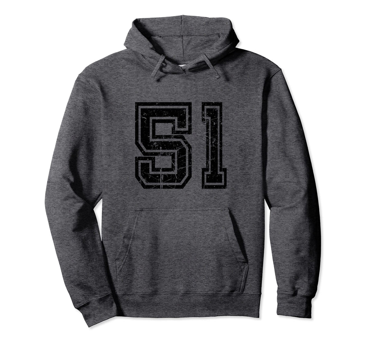 Number 51 Sports Jersey Varsity Lucky Hoodie - Minimalist Print for Adults