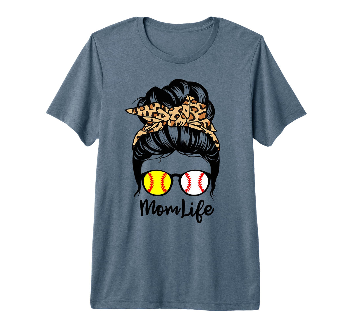 Mom Life Messy Bun Hair Funny Baseball T-Shirt - Minimalist Print Unisex