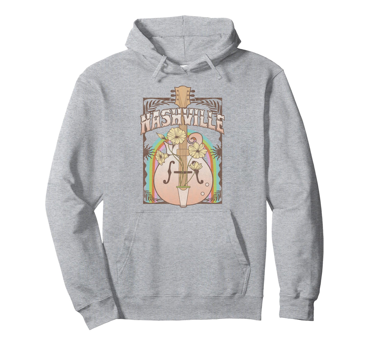 Nashville Rainbow Music Floral Hoodie - Custom Art Print Men Women