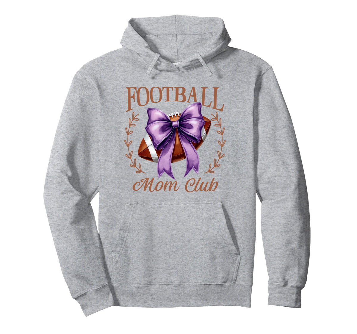 Game Day Purple Croquette Bow Football Hoodie - Novelty Apparel for Adults