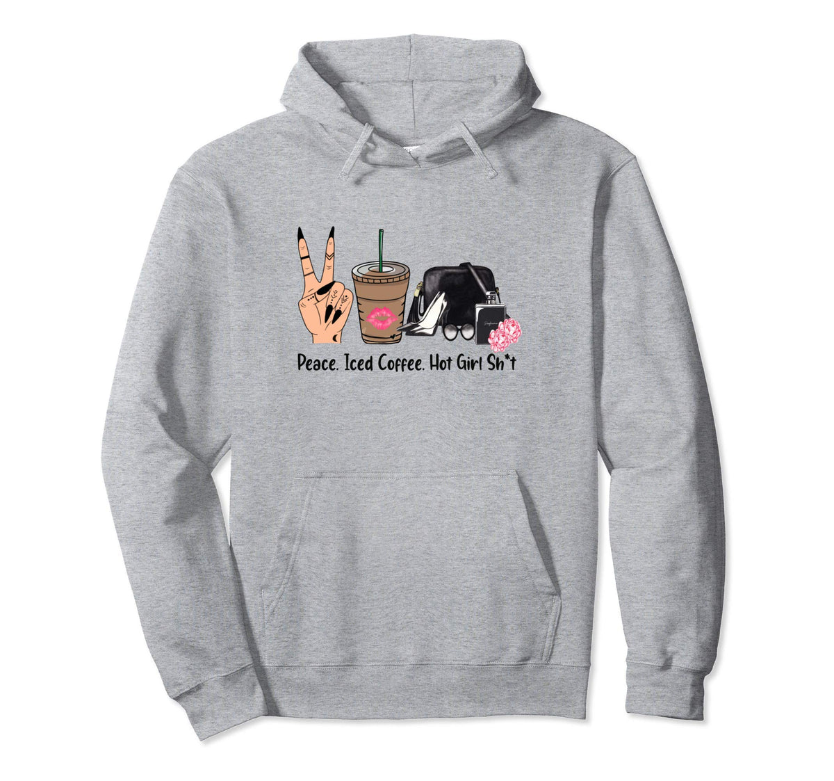 Peace Love Iced Coffee Doing Hot Shit Hoodie - Streetwear Style Men Women