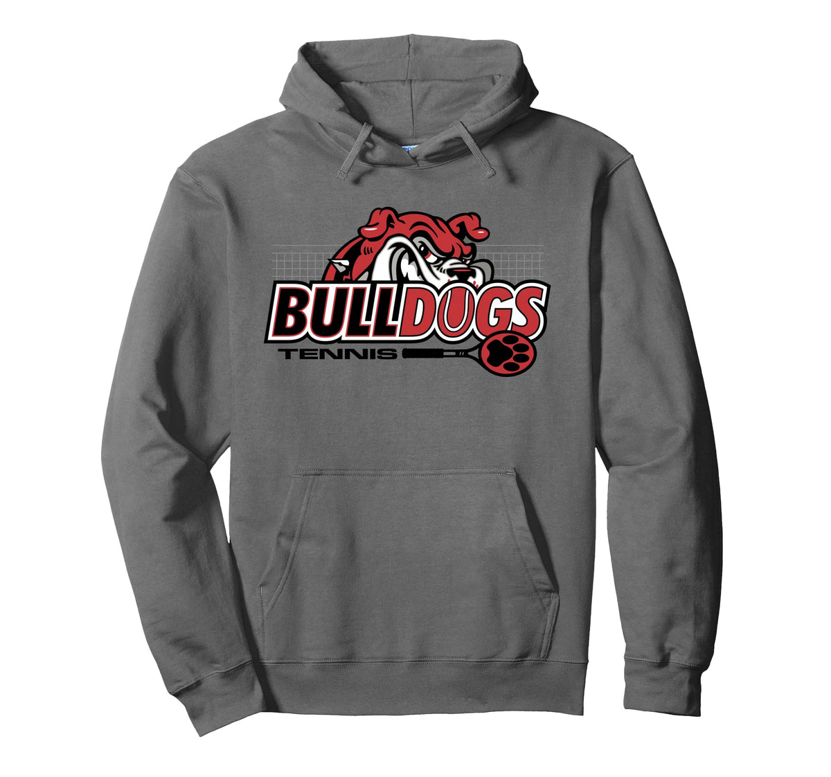 Red Bulldogs Tennis Mom Mascot Game Hoodie - Fun Novelty Design for Adults