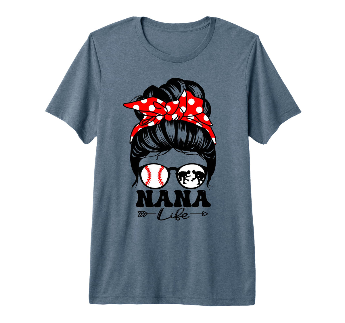 Nana Life Messy Bun Hair Funny Wrestling T-Shirt - Unique Graphic Unisex