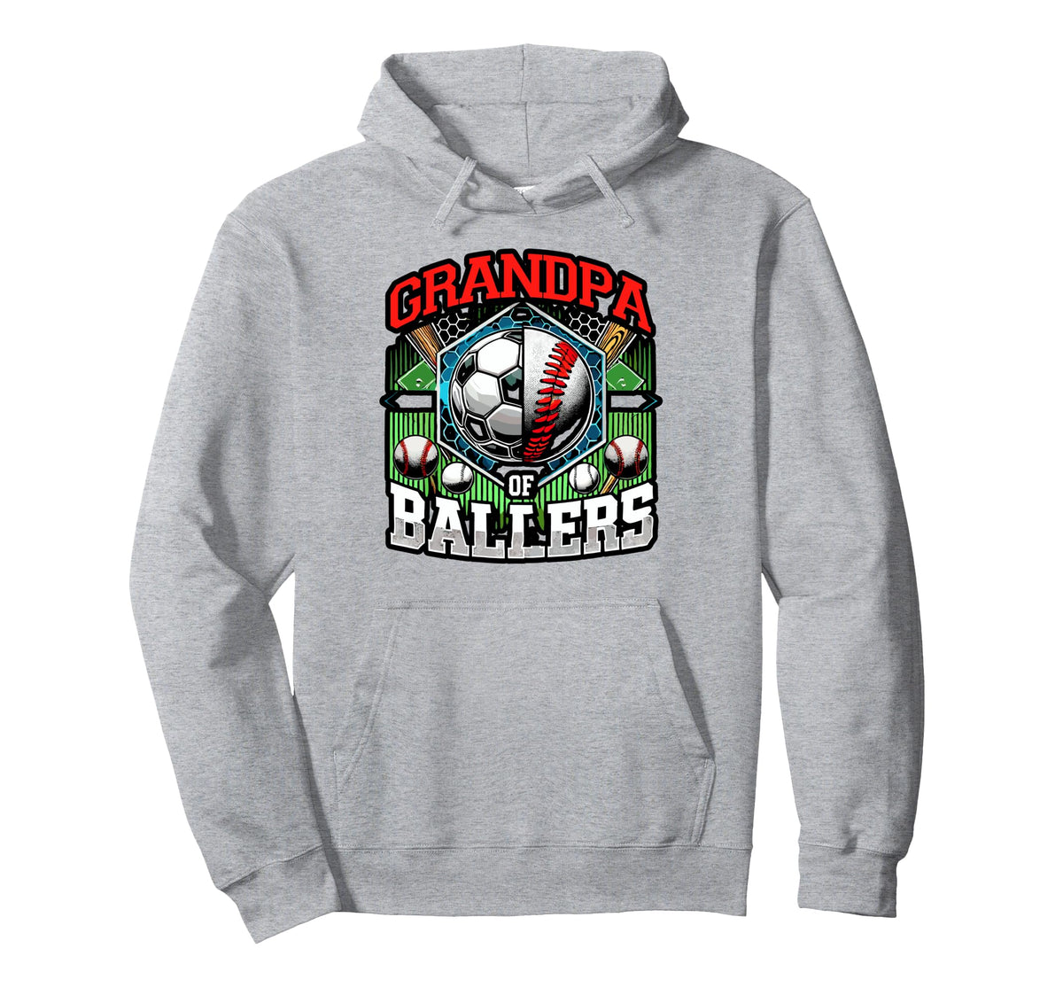 Grandpa Ballers Soccer Baseball Hoodie - Aesthetic Graphic for Adults