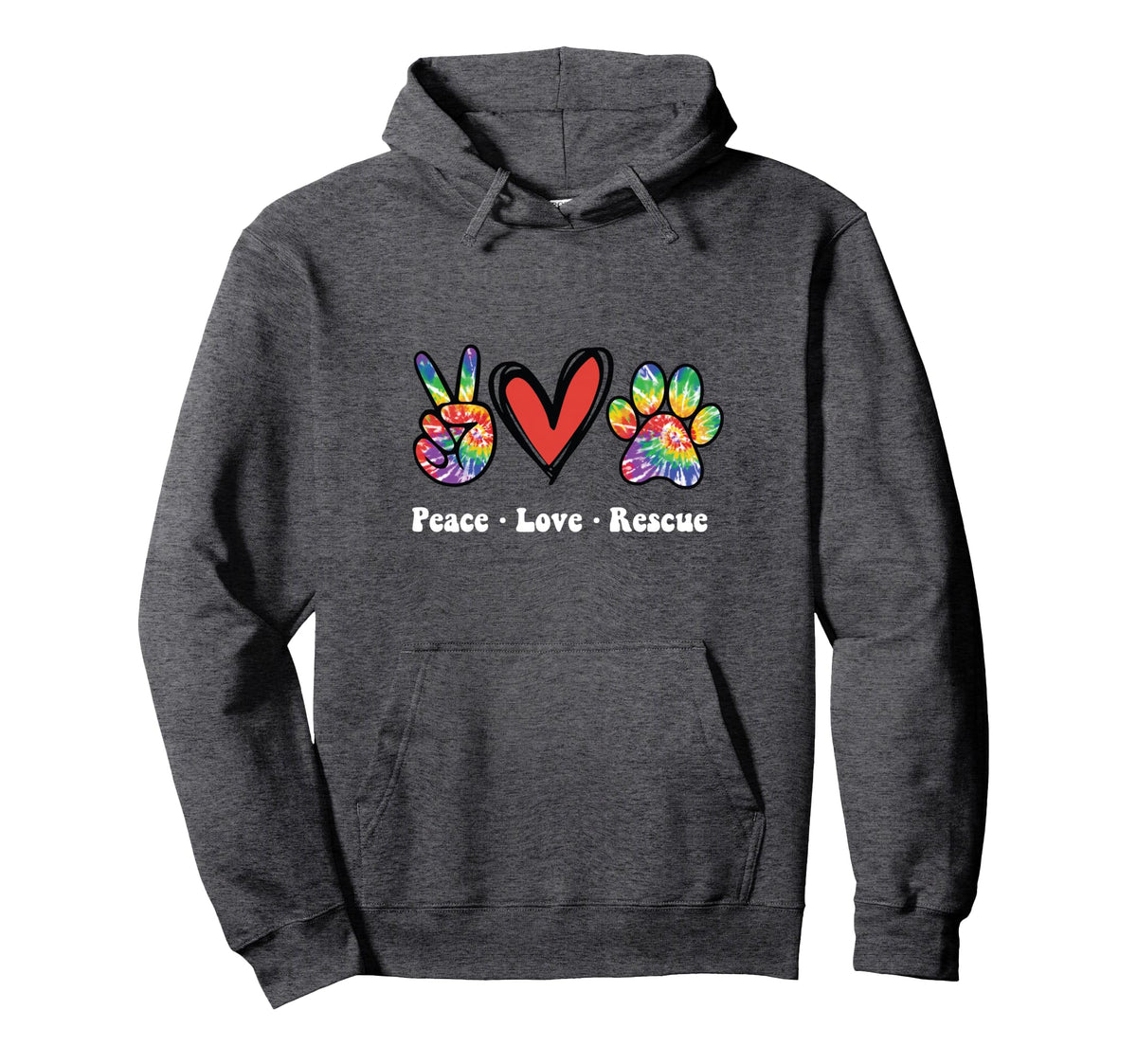 Peace Love And Rescue Peace Sign Heart Hoodie - Novelty Apparel Men Women