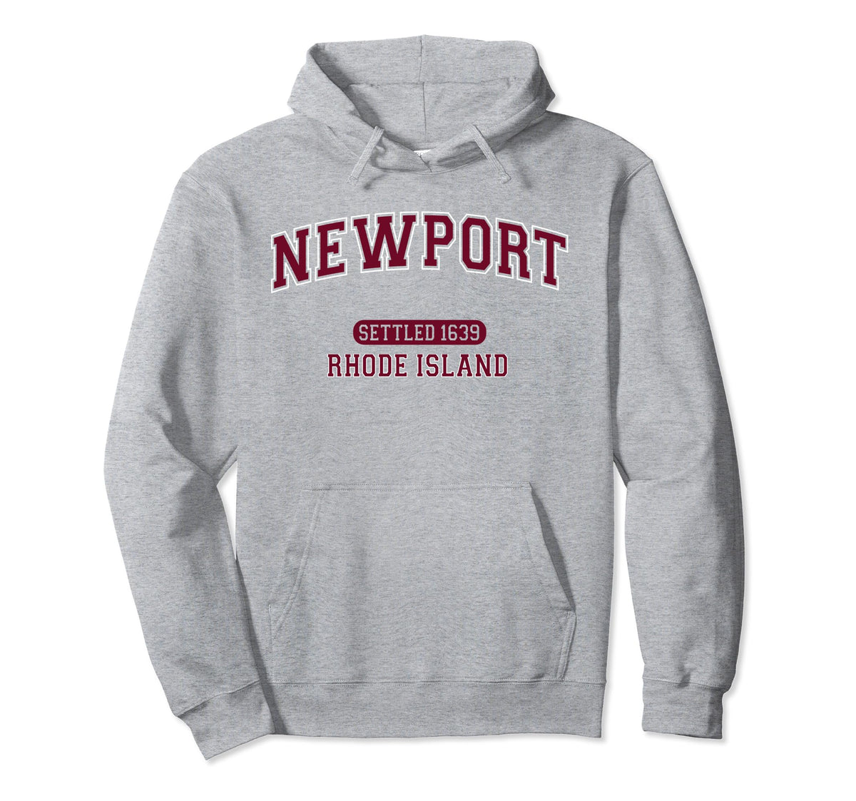 Newport Rhode Island Sports Varsity Burgundy Hoodie - Unique Graphic Unisex