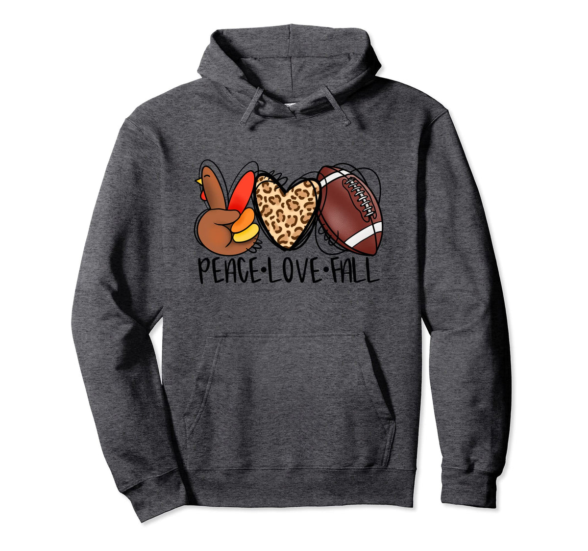 Thanksgiving Football Leopard Heart Hoodie - Fun Novelty Design Men Women