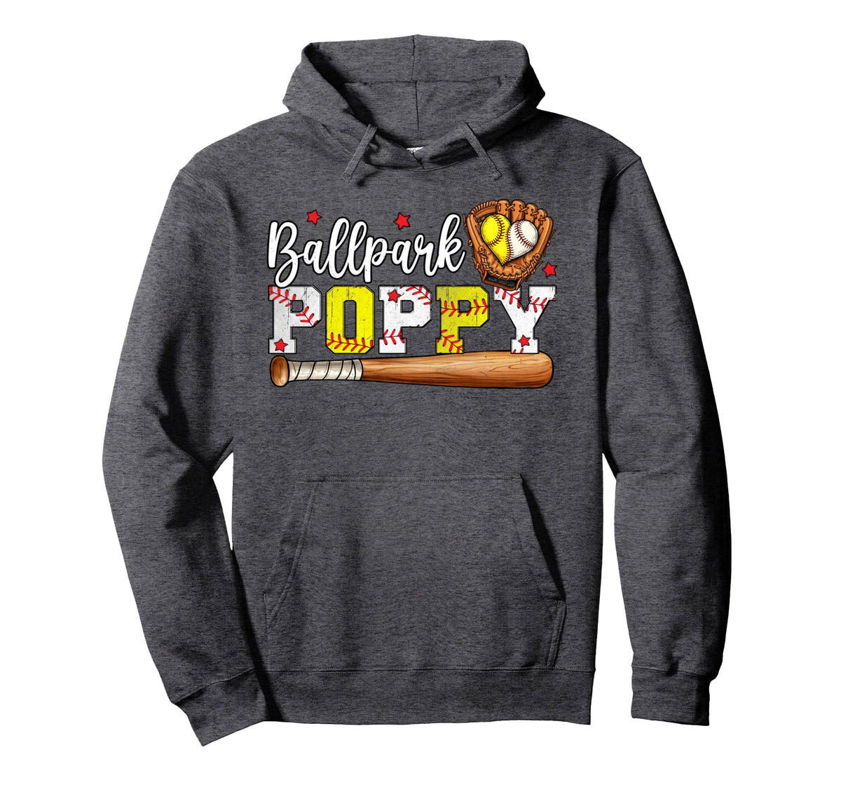 Ballpark Poppy Softball Poppy Baseball Hoodie - Novelty Apparel for Adults