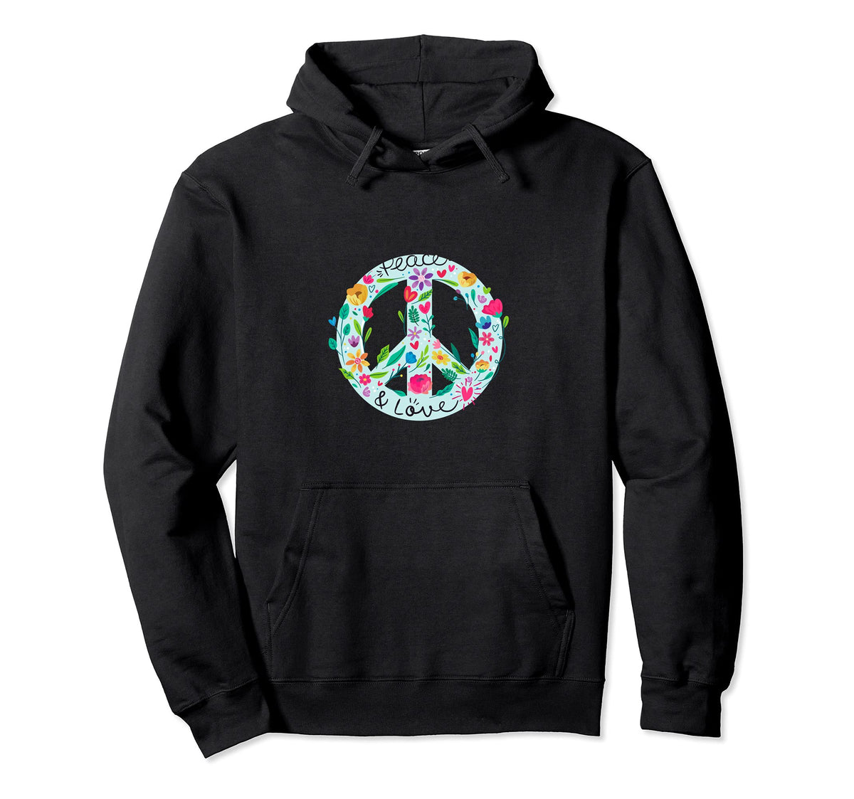 Peace Sign Love Peace Love Hoodie - Casual Everyday Wear for Adults