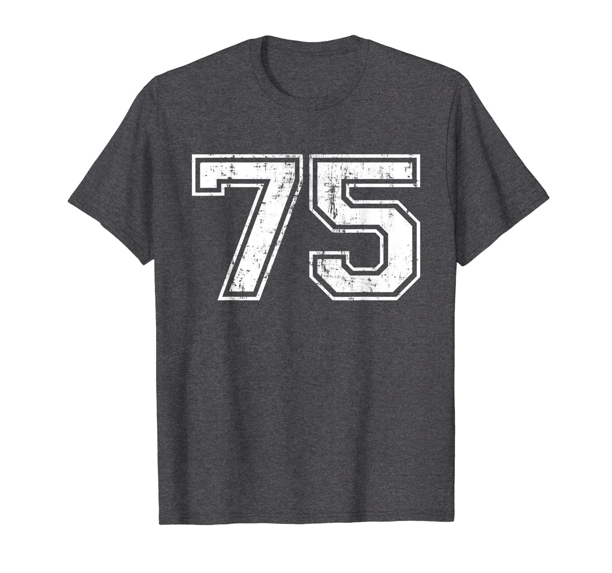 Number 75 Varsity Distressed Sports T-Shirt - Streetwear Style for Adults