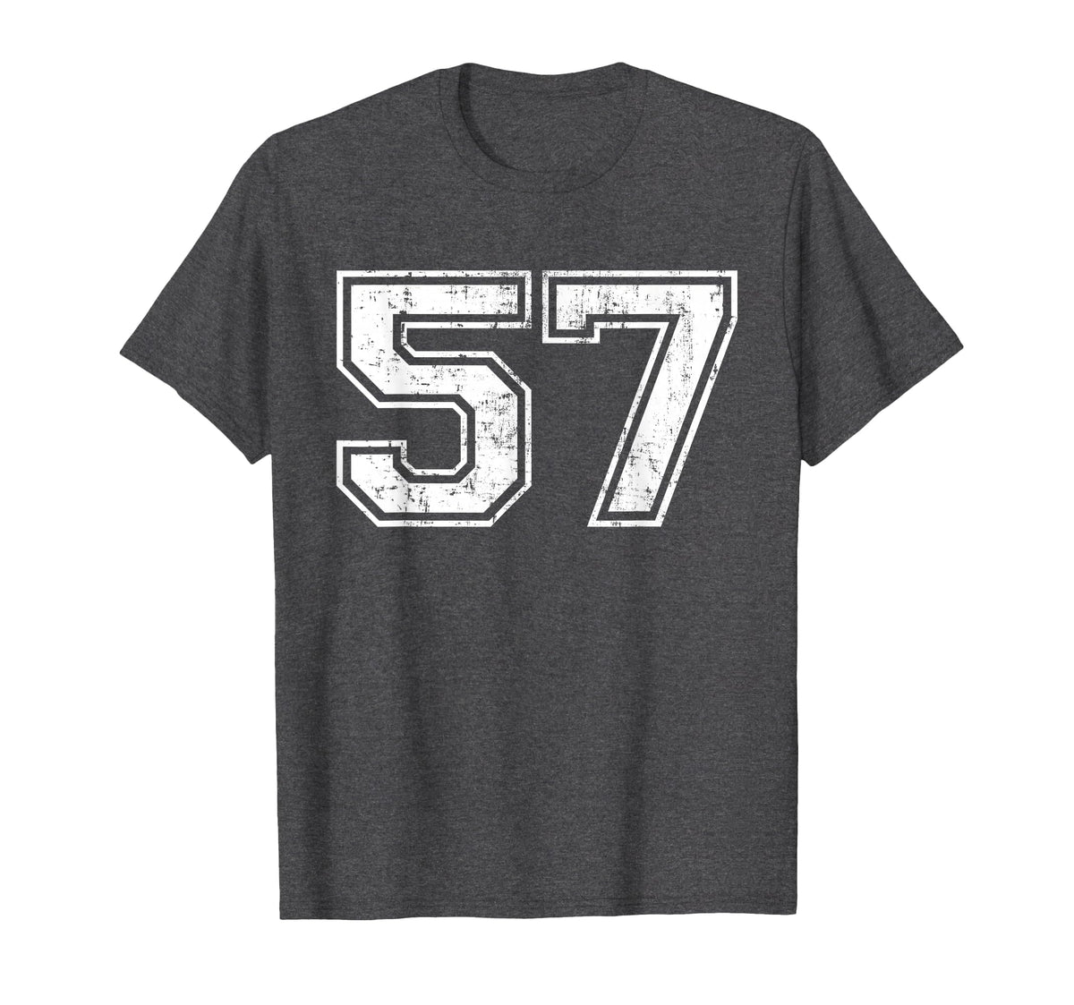 Number 57 Varsity Distressed Sports Team T-Shirt - Streetwear Style Unisex