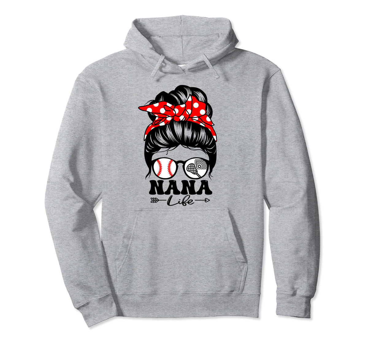 Nana Life Messy Bun Hair Funny Hoodie - Aesthetic Graphic for Adults