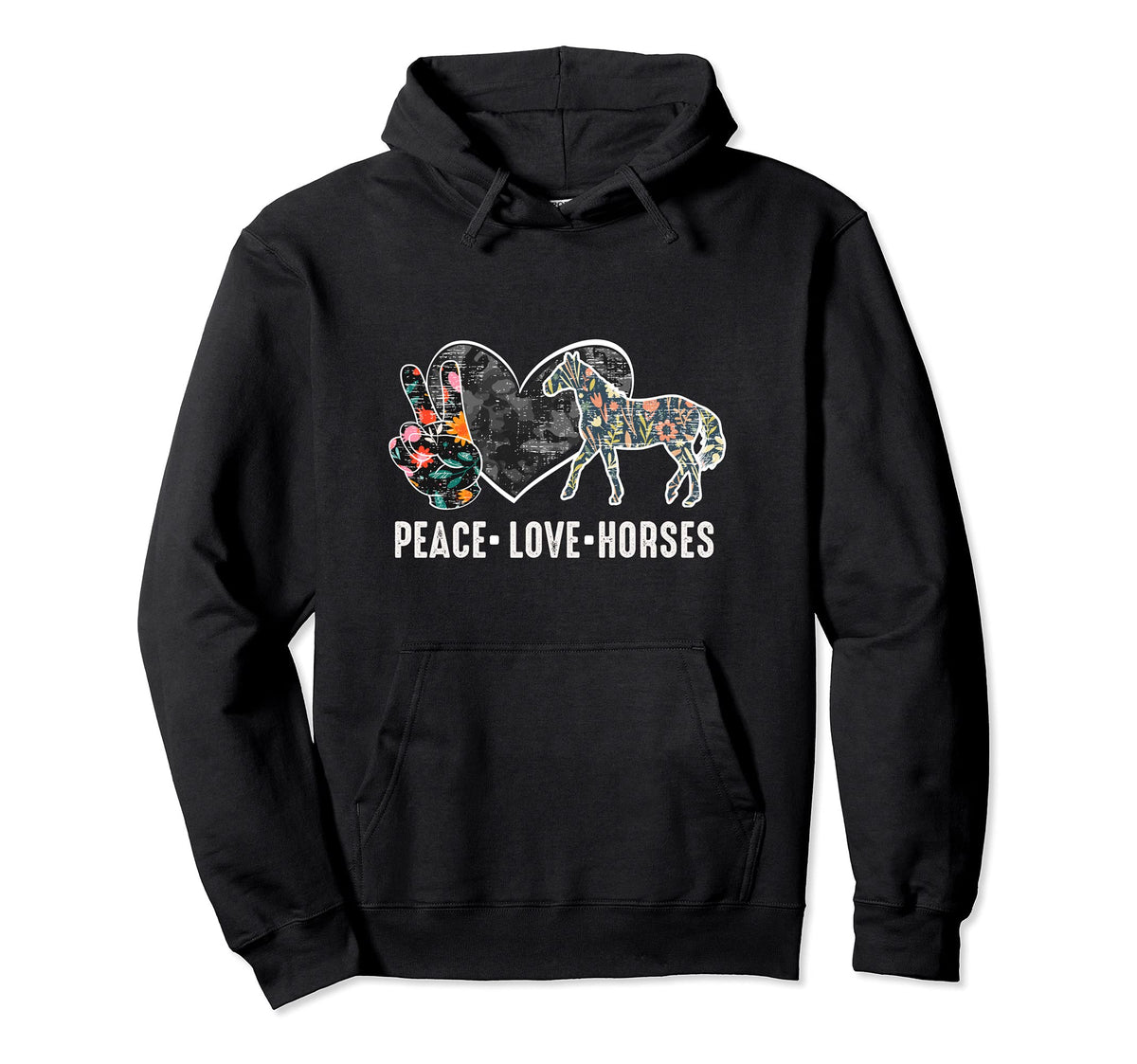 Peace Love Horses Womens Horse Lover Hoodie - Trendy Graphic Men Women