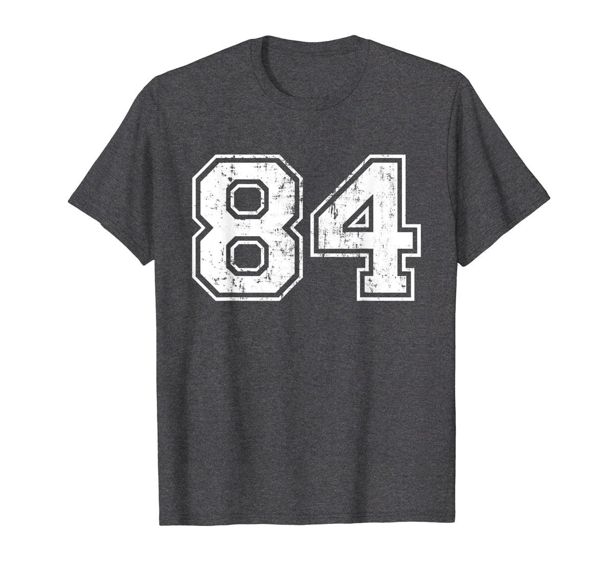Number 84 Varsity Distressed Sports T-Shirt - Streetwear Style for Adults