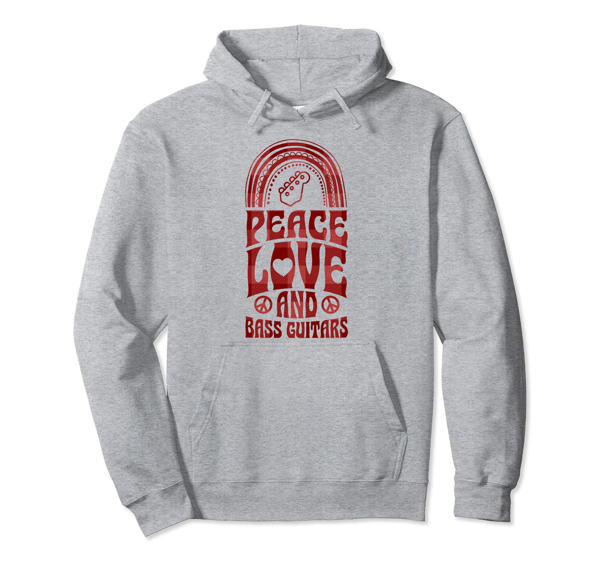 Peace Love And Bass Guitars Bohemian Rainbow Hoodie - Graphic Print Unisex