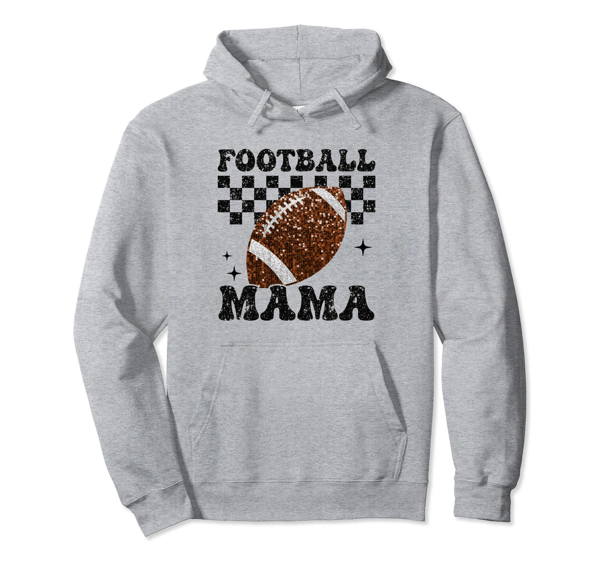 Football Mama Checkered Funny Hoodie - Casual Everyday Wear for Adults