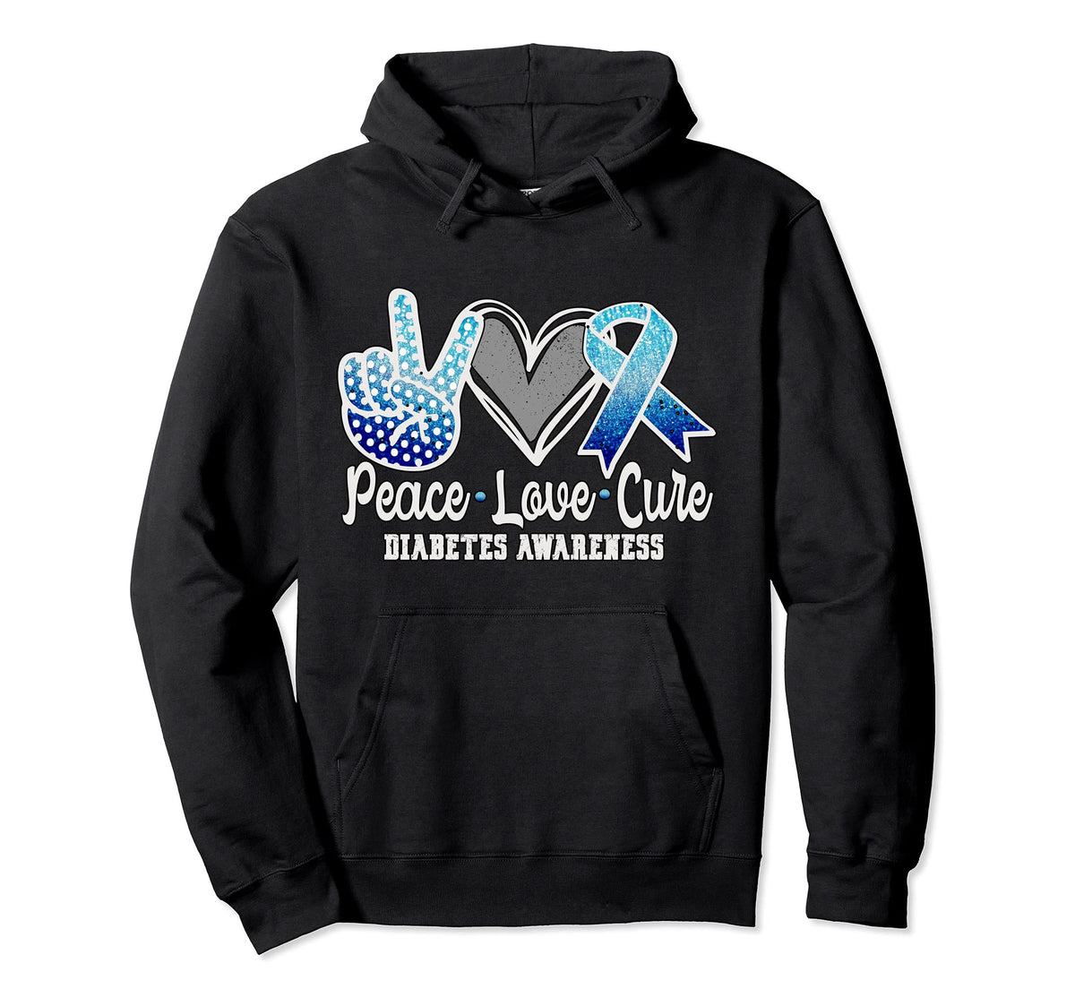 Peace Love Cure Diabetes Awareness Hoodie - Streetwear Style Unisex