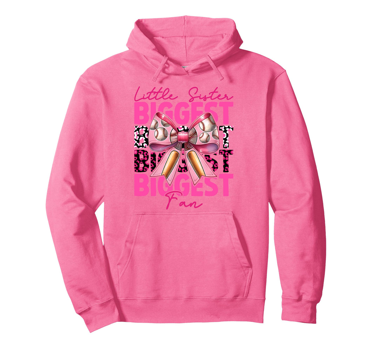 Baseball Sister Coquette Bow Little Hoodie - Streetwear Style Unisex