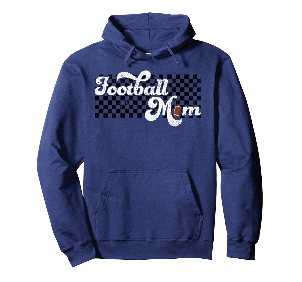 Football Mom Football Mama Game Checkered Hoodie - Graphic Print Unisex