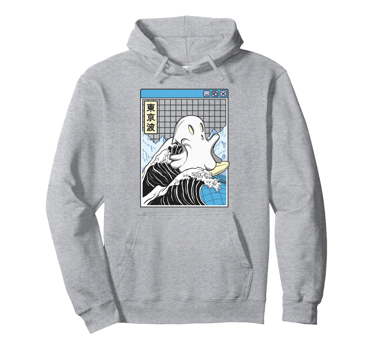 Surfing Ghost Japan Kanagawa Wave Kawaii Hoodie - Trendy Graphic Men Women