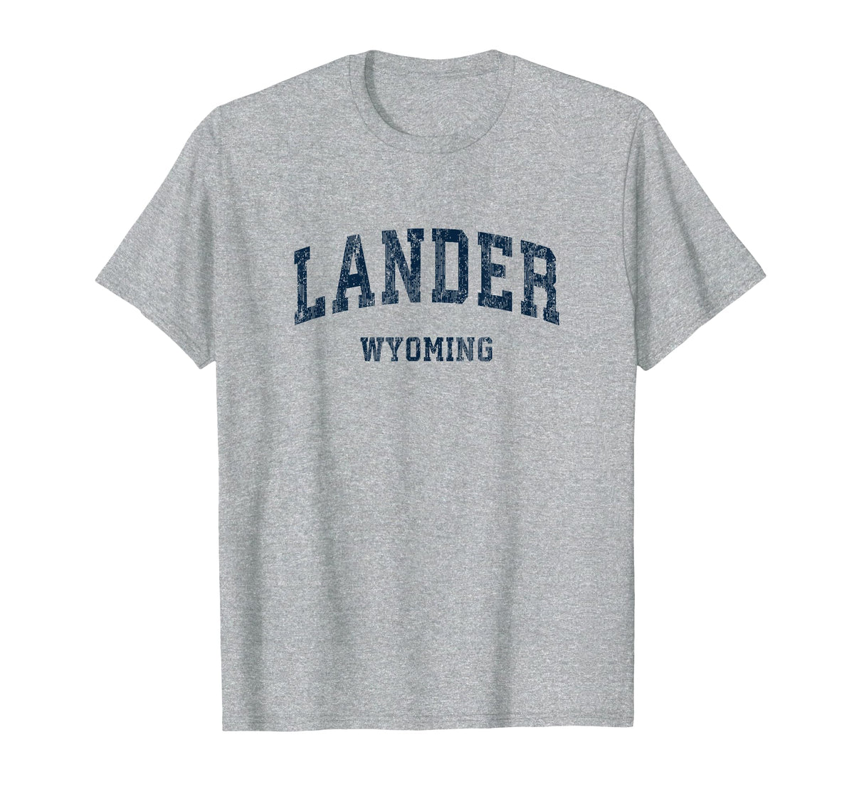 Lander Wyoming Wy Varsity Sports Navy T-Shirt - Minimalist Print for Adults