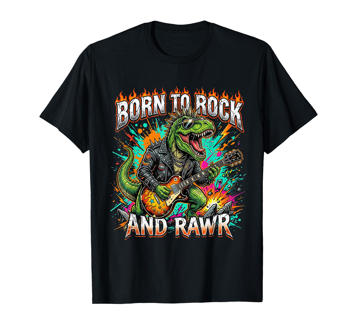 Born To Rock And Rawr Funny T-Shirt - Casual Everyday Wear for Adults
