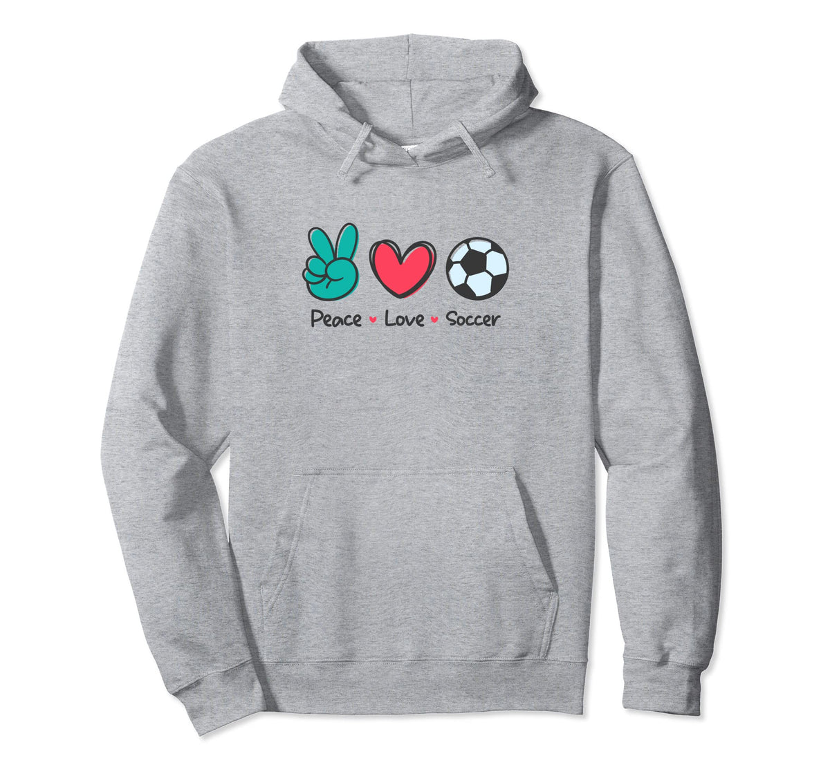 Funny Peace Love Soccer Field Play Loves Hoodie - Graphic Print Unisex