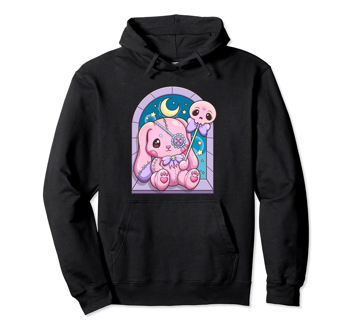 Kawaii Pastel Goth Creepy Rabbit Stuffed Hoodie - Streetwear Style Unisex