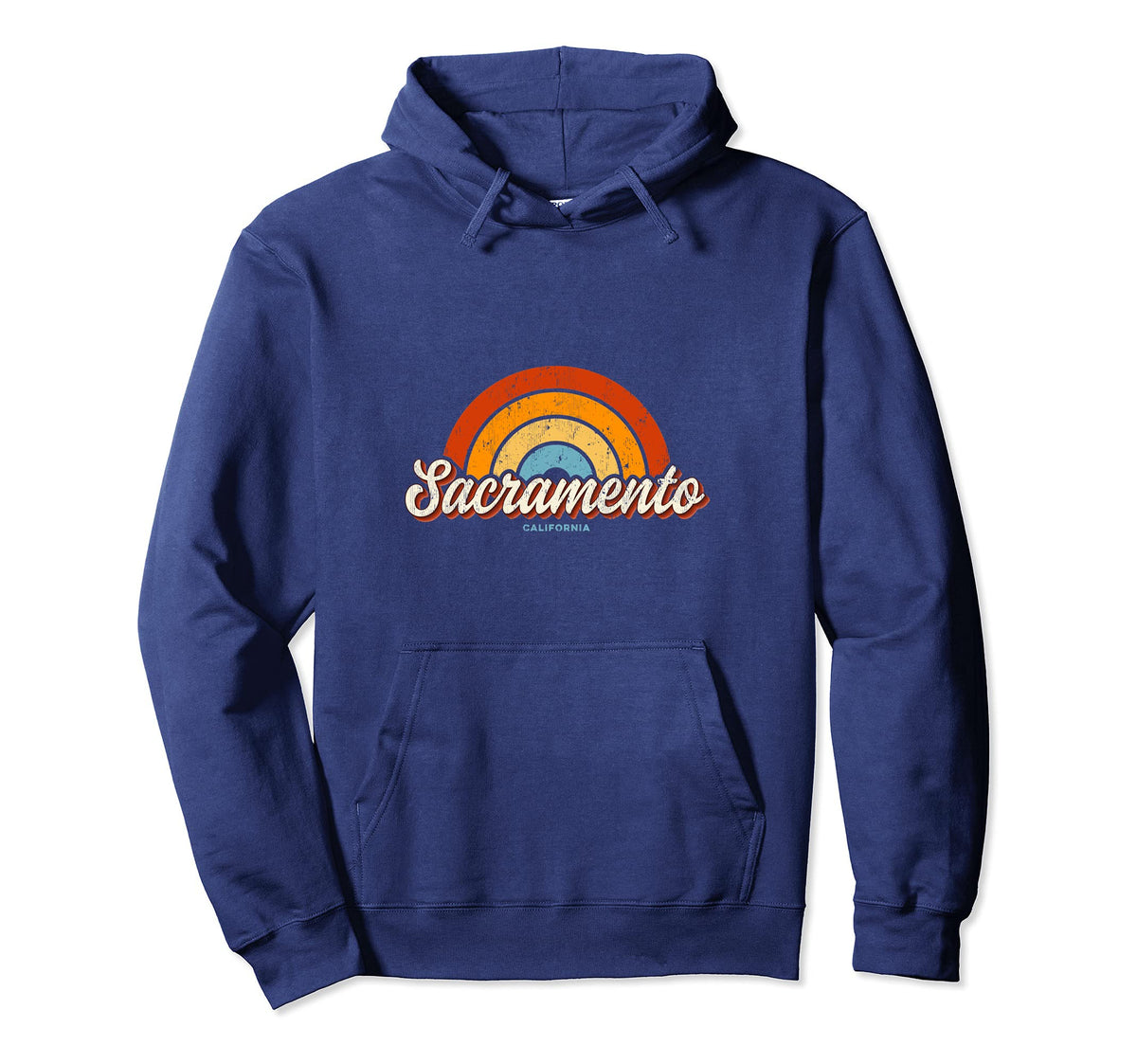 Sacramento California Ca Rainbow 70S Hoodie - Streetwear Style Unisex