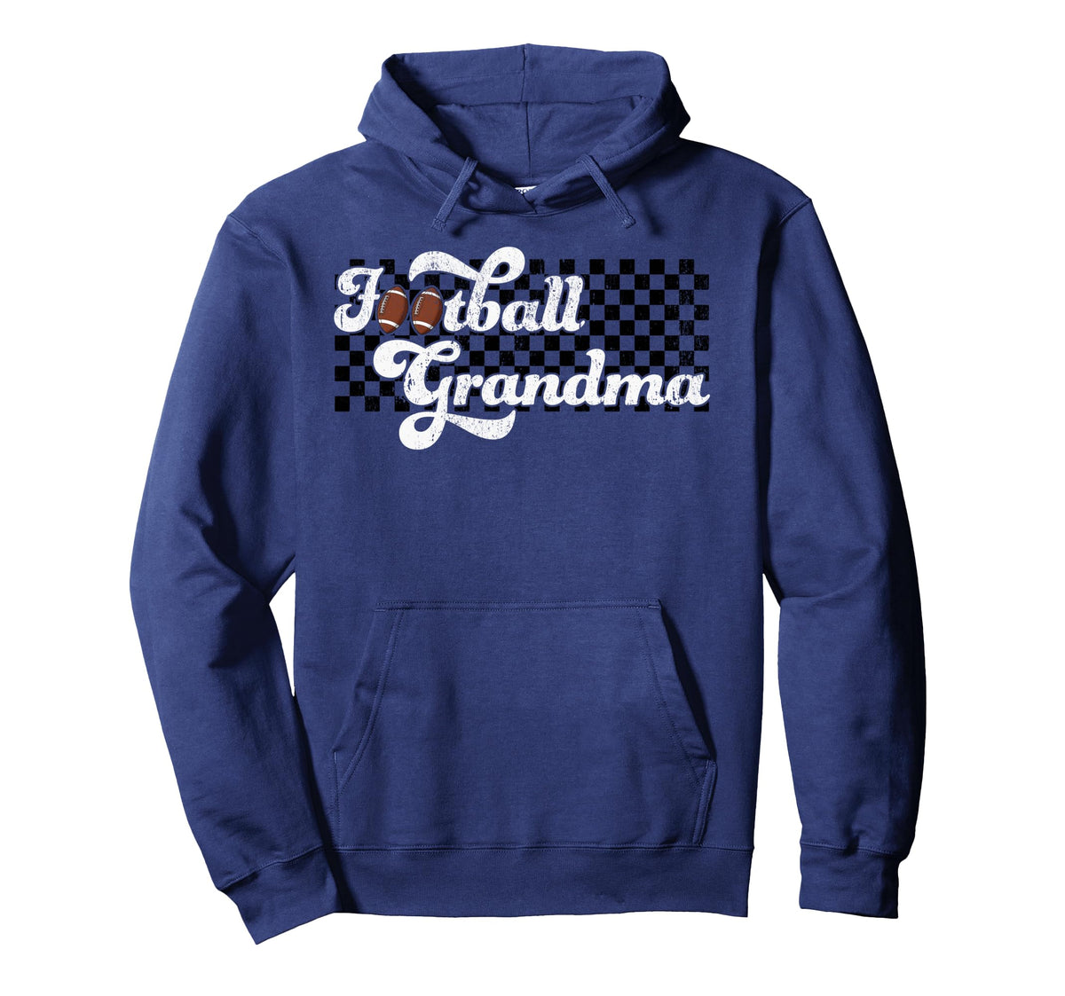 Football Grandma Checkered Game Hoodie - Casual Everyday Wear Unisex