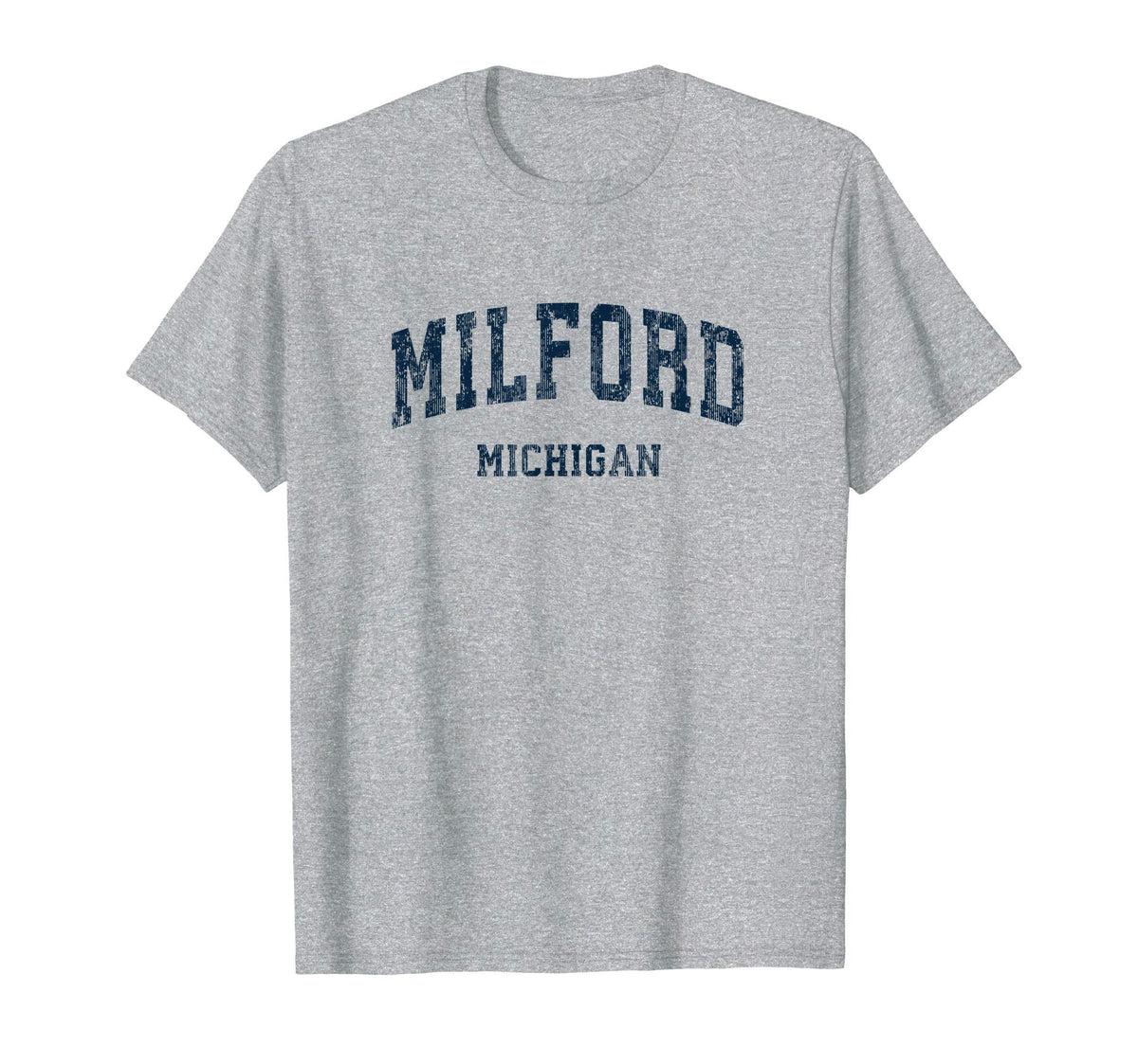 Milford Michigan Mi Varsity Sports Navy T-Shirt - Trendy Graphic Unisex