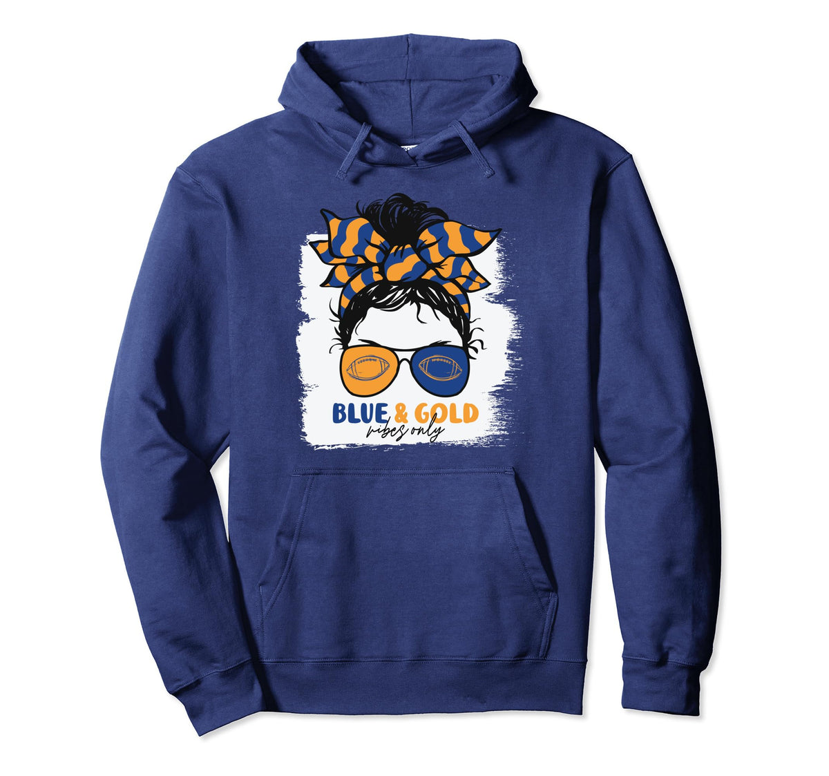 Blue And Gold Vibes Only Football Hoodie - Fun Novelty Design for Adults