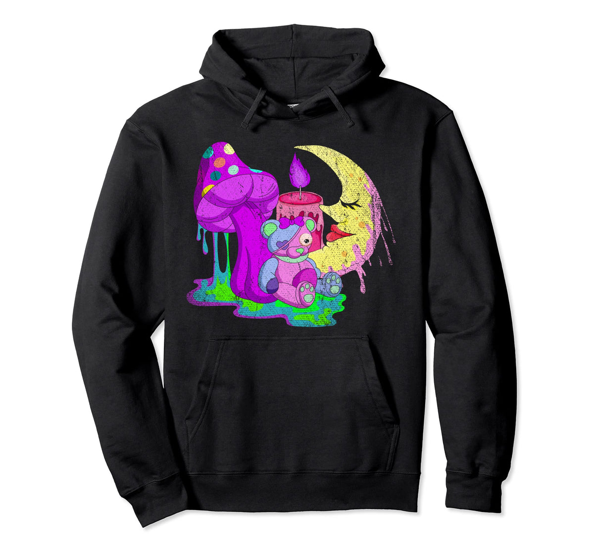 Mushroom Kowai Teddy Bear Moon Japanese Hoodie - Trendy Graphic Men Women