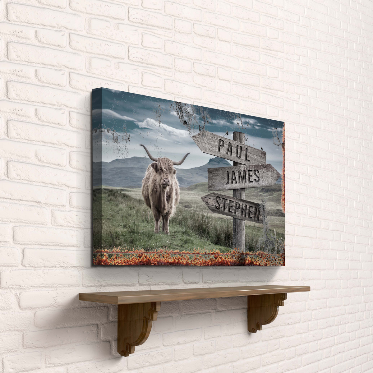 Highland Cow Rustic Sign