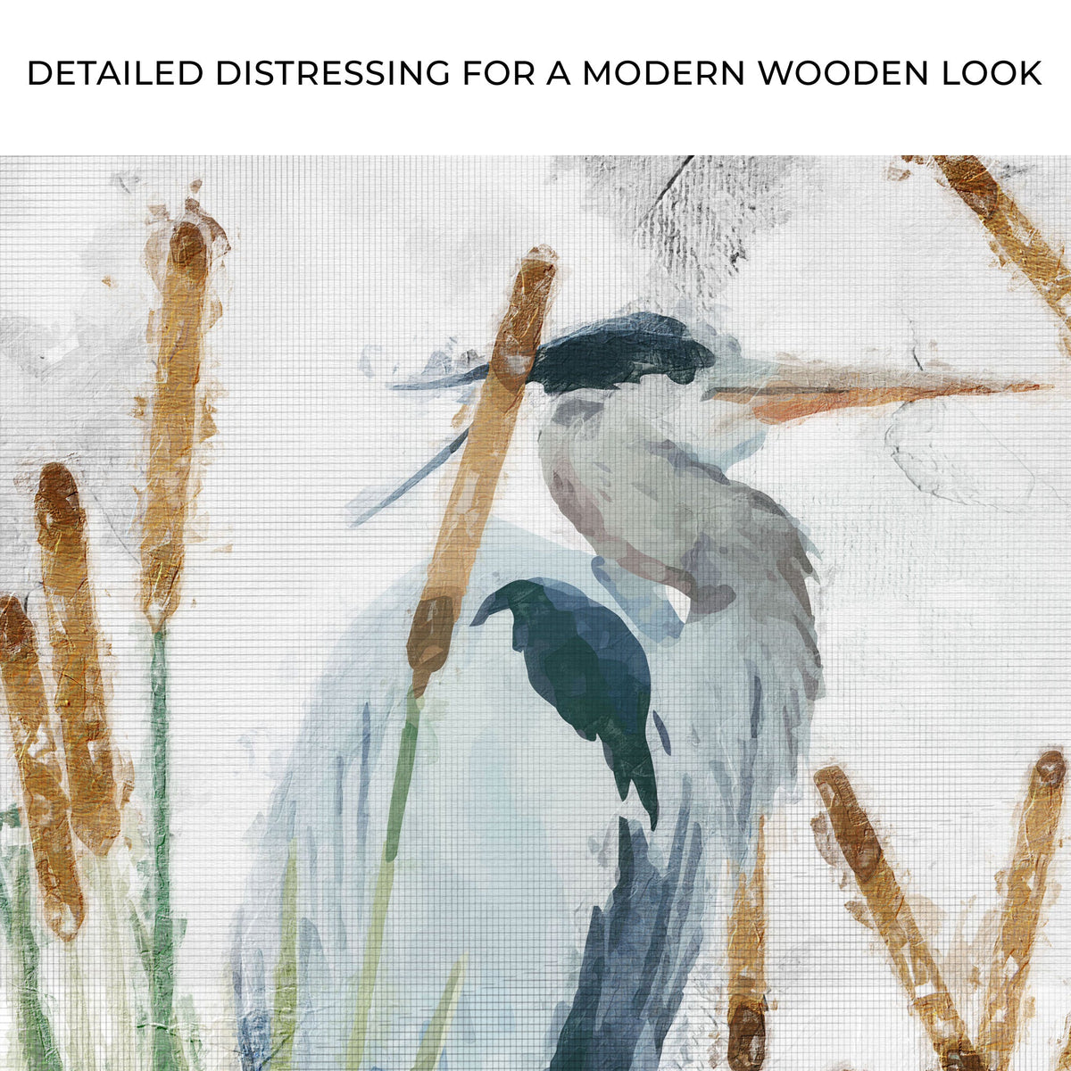 Heron In The Reeds Canvas Wall Art II